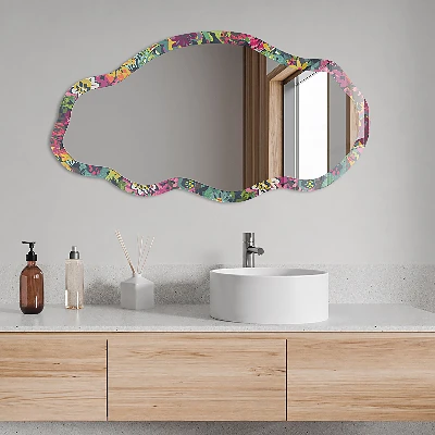 Irregular printed mirror A floral feast