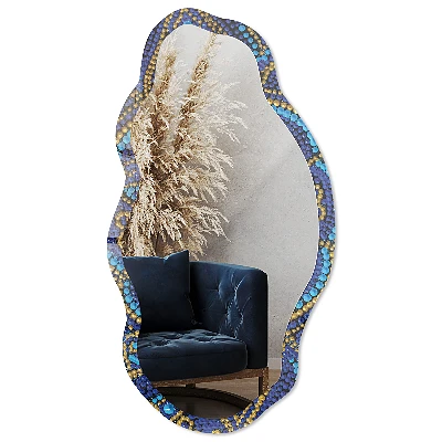 Irregular mirror with printed frame Flower mandala