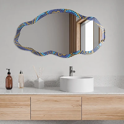 Irregular mirror with printed frame Flower mandala