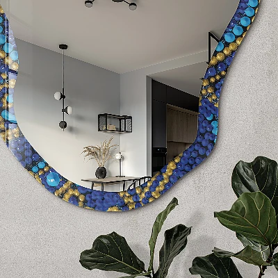 Irregular mirror with printed frame Flower mandala
