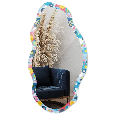 Irregular mirror with printed frame Abstract bubbles