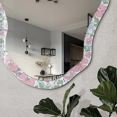 Irregular printed mirror Flower meadow