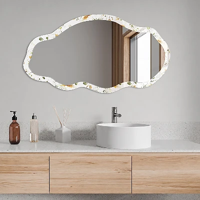 Irregular mirror with printed frame Spring pattern