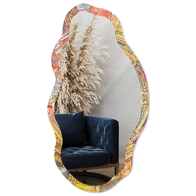 Asymmetric mirror with printed frame Colorful mosaic