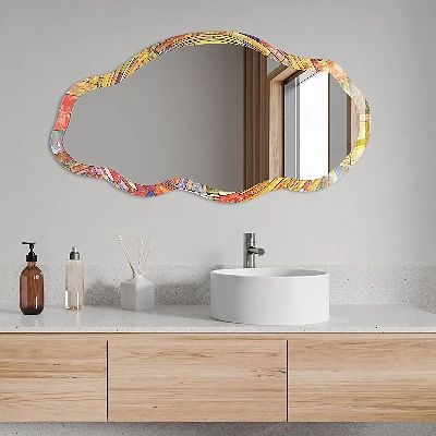 Asymmetric mirror with printed frame Colorful mosaic