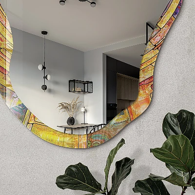 Asymmetric mirror with printed frame Colorful mosaic