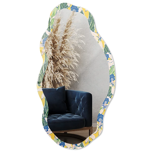 Irregular printed mirror Tropical flowers