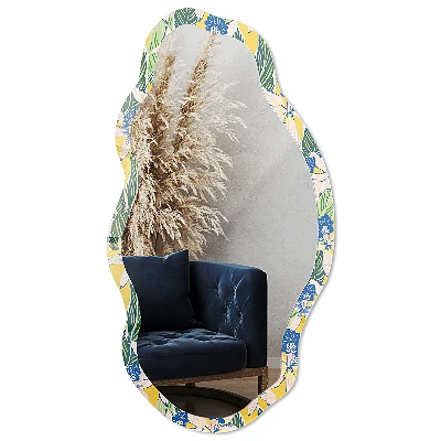 Irregular printed mirror Tropical flowers