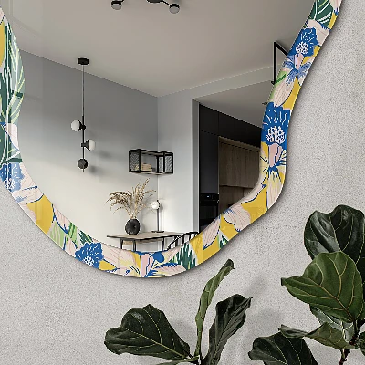 Irregular printed mirror Tropical flowers