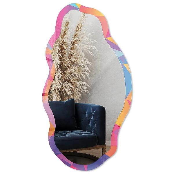 Irregular mirror with printed frame Colorful mosaic