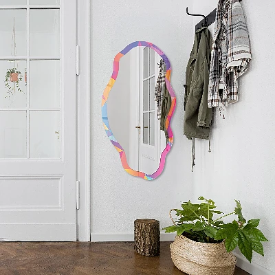 Irregular mirror with printed frame Colorful mosaic