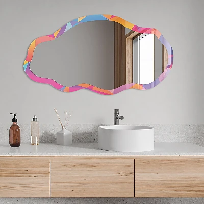 Irregular mirror with printed frame Colorful mosaic