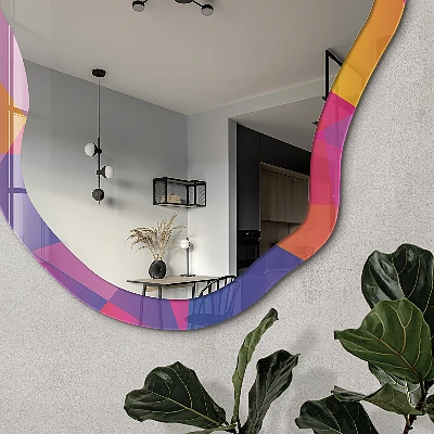 Irregular mirror with printed frame Colorful mosaic