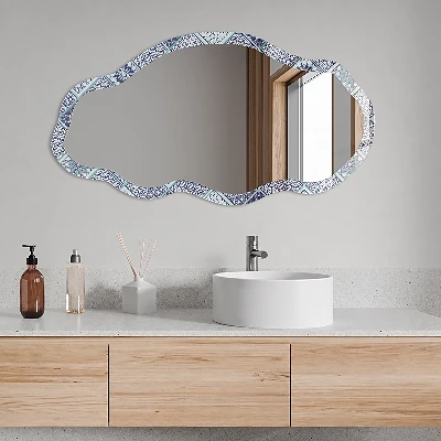 Irregular mirror with printed frame Geometric pattern