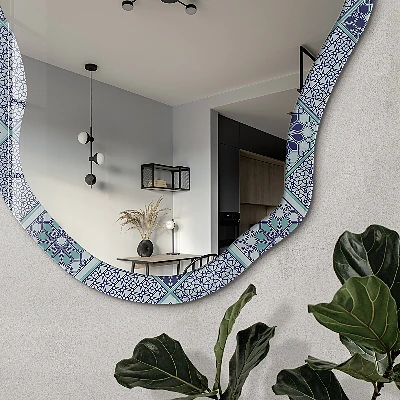 Irregular mirror with printed frame Geometric pattern