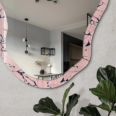 Asymmetric mirror with printed frame Marble mosaic