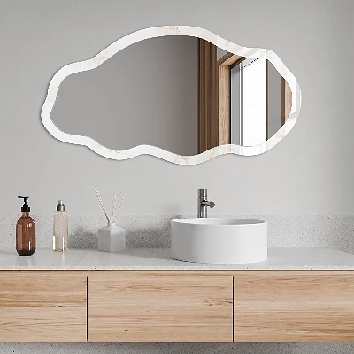 Asymmetric mirror with printed frame The elegance of marble