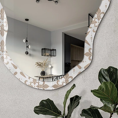 Irregular printed mirror Beige ornament