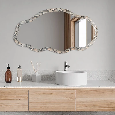 Asymmetric mirror with printed frame Stone texture