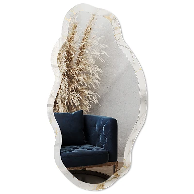 Asymmetric mirror with printed frame Elegant background