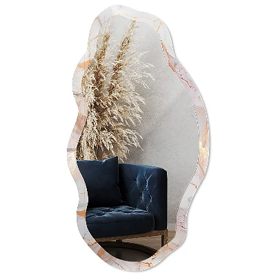 Asymmetric mirror with printed frame Marble elegance