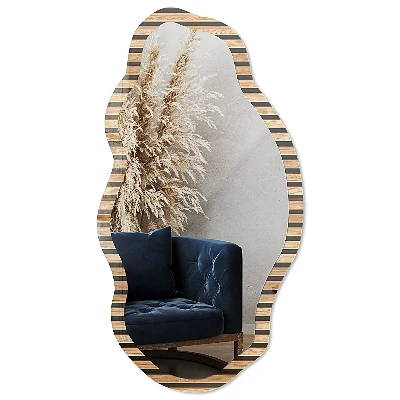 Asymmetric mirror with printed frame Vertical stripes
