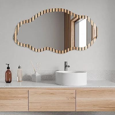 Asymmetric mirror with printed frame Vertical stripes