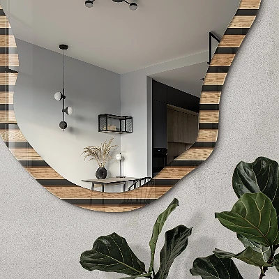 Asymmetric mirror with printed frame Vertical stripes