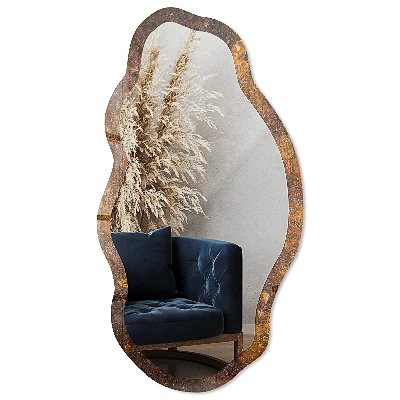 Asymmetric mirror with printed frame Rusty texture