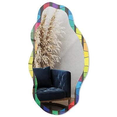 Irregular mirror with printed frame Colorful mosaic