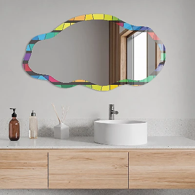 Irregular mirror with printed frame Colorful mosaic