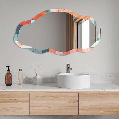 Asymmetric mirror with printed frame Colored blocks