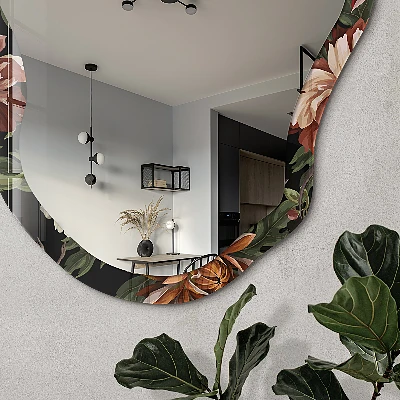 Irregular printed mirror Exotic flora