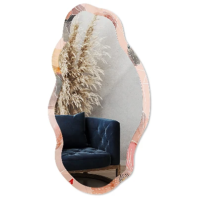 Asymmetric mirror with printed frame Plant elegance