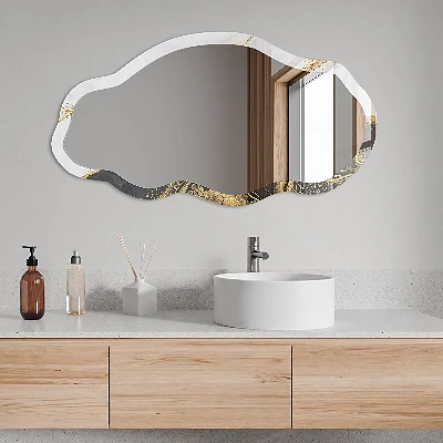 Asymmetric mirror with printed frame Marble abstraction