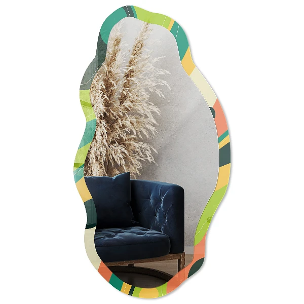 Irregular mirror with printed frame Abstraction of color