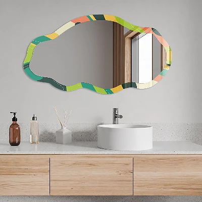 Irregular mirror with printed frame Abstraction of color