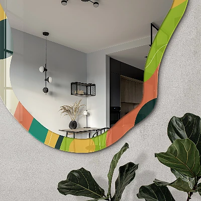 Irregular mirror with printed frame Abstraction of color
