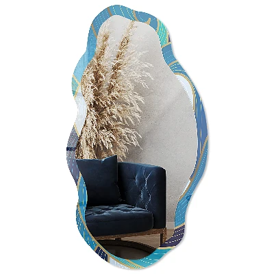 Asymmetric mirror with printed frame Sea waves