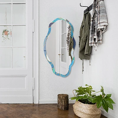 Asymmetric mirror with printed frame Sea waves