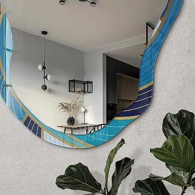 Asymmetric mirror with printed frame Sea waves