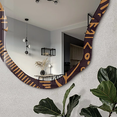 Irregular mirror with printed frame Ethnic pattern