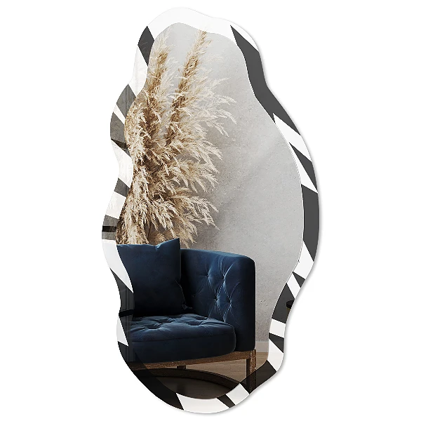 Asymmetric mirror with printed frame Dynamic pattern