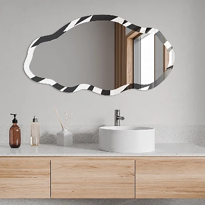 Asymmetric mirror with printed frame Dynamic pattern