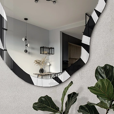 Asymmetric mirror with printed frame Dynamic pattern