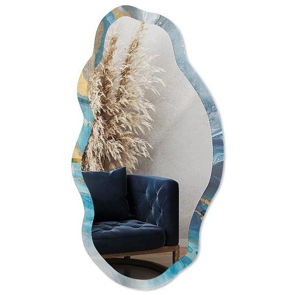 Irregular mirror with printed frame Dynamic waves
