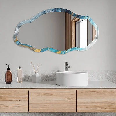 Irregular mirror with printed frame Dynamic waves