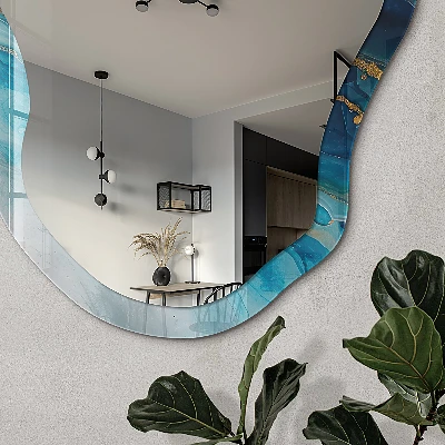 Irregular mirror with printed frame Dynamic waves