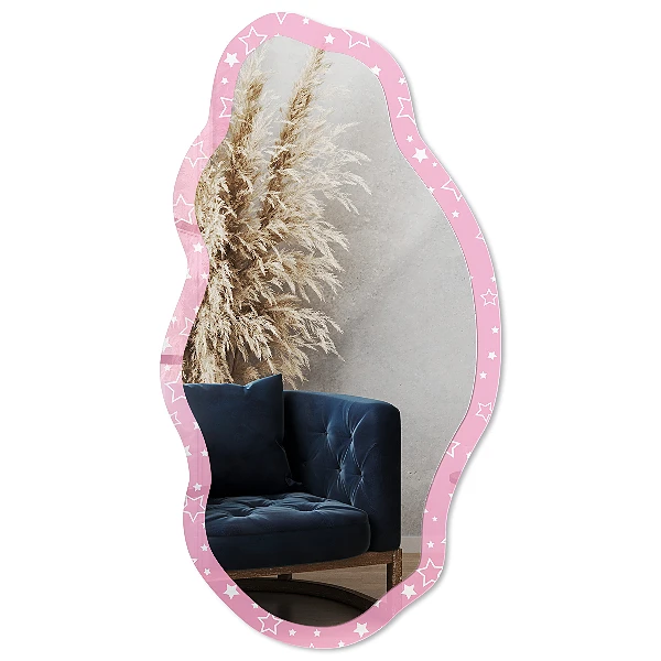 Asymmetric mirror with printed frame Stars of roses