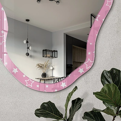 Asymmetric mirror with printed frame Stars of roses